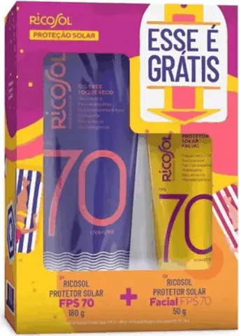 Kit protetor solar Ricosol FPS 70 corporal e facial